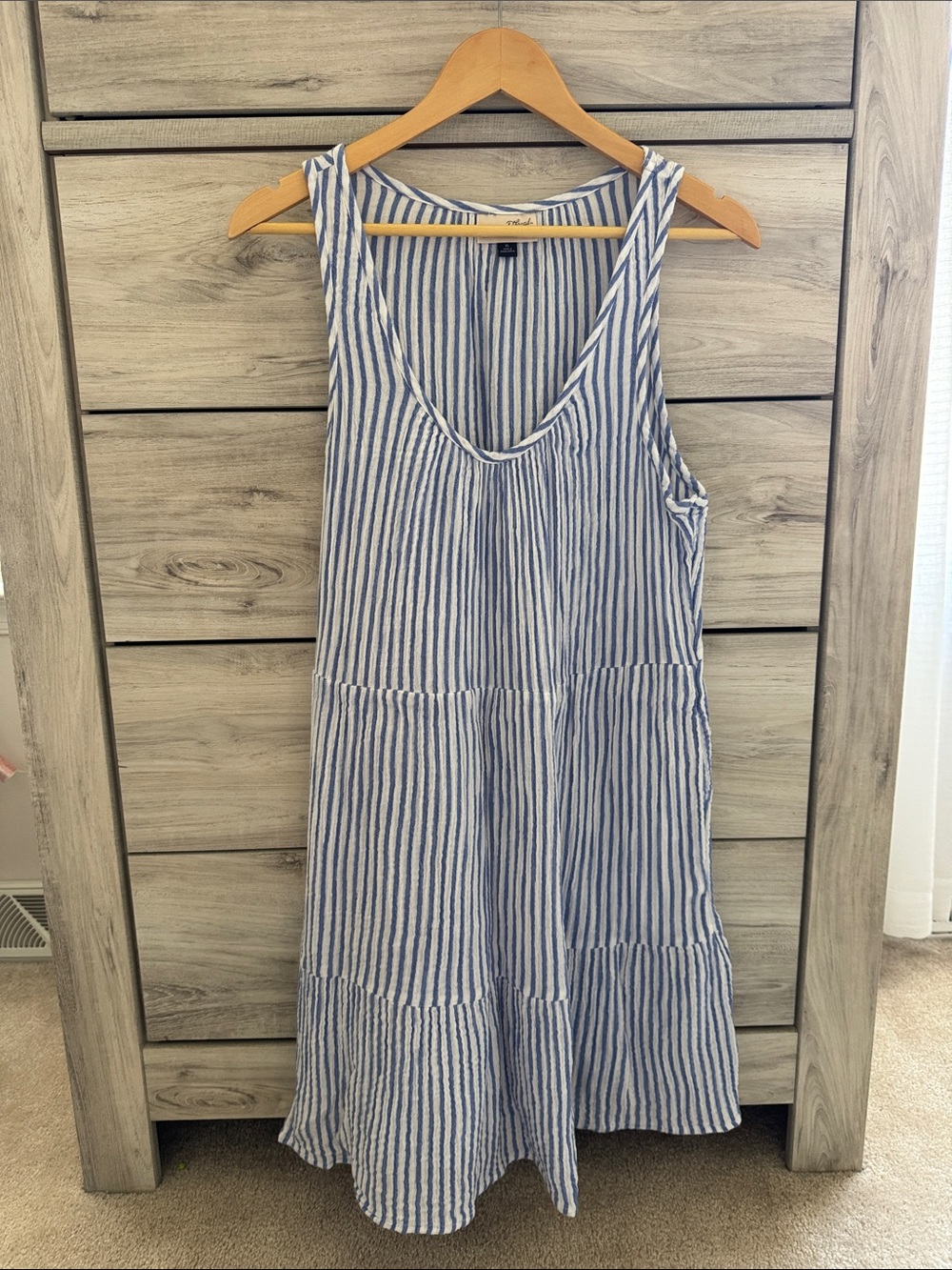 Universal Thread Blue and White Striped Tiered Tank Dress